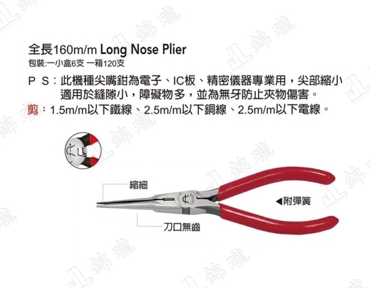 F-108B縮細電子無齒尖嘴鉗