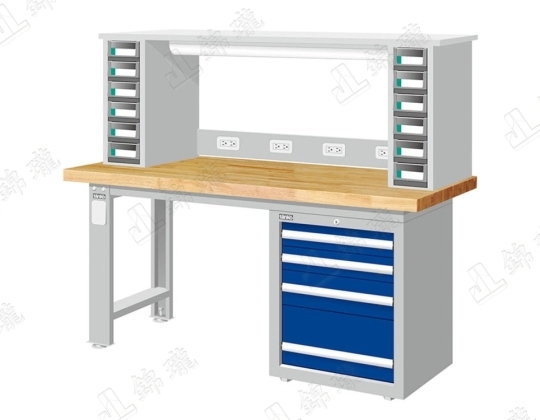 WAS重型桌-上架+零件箱+插座+燈具