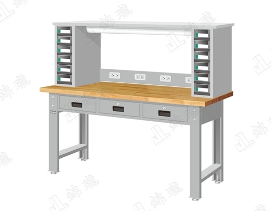 WBT標準桌-上架+零件箱+插座+燈具